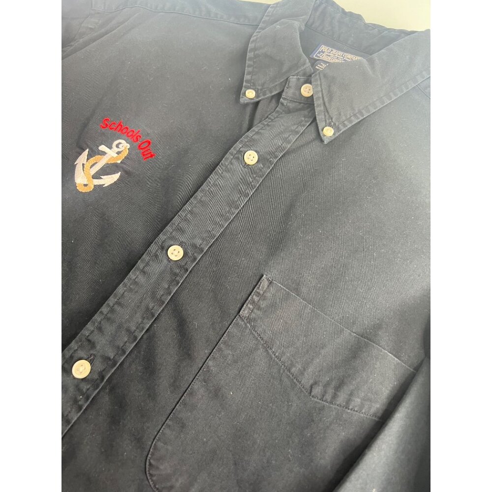 VTG Polo Ralph Lauren "Schools Out" Men Shirt Size L Embroidered Anchor Nautical - Picture 6 of 7